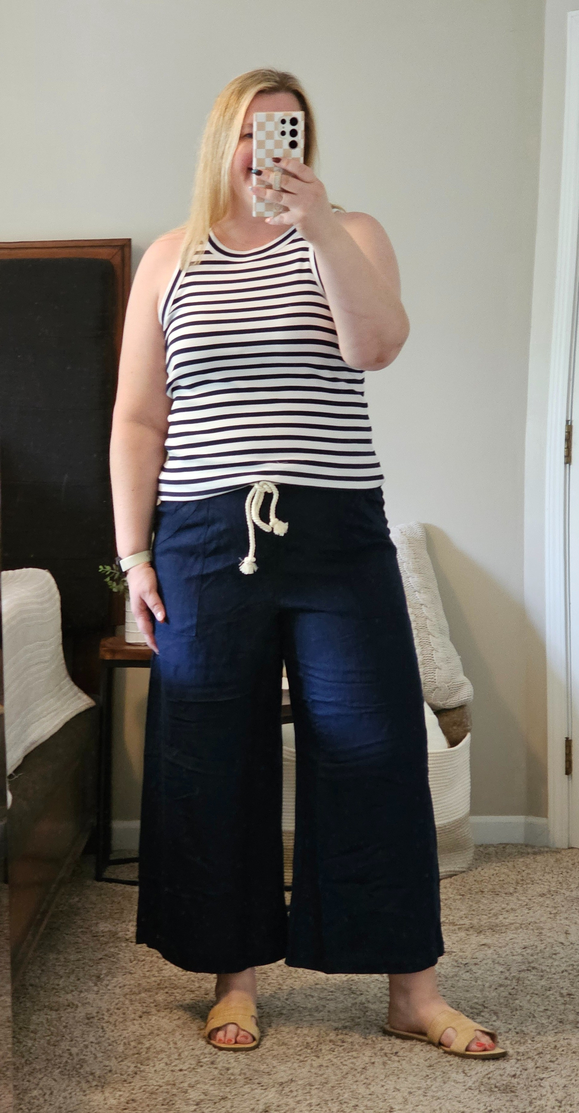 I LOVE a nautical look!  And this one does not disappoint!   I am in an XXL in the tank and an XL in the cropped wide leg linen pants. 

#LTKSeasonal #LTKFindsUnder100 #LTKStyleTip