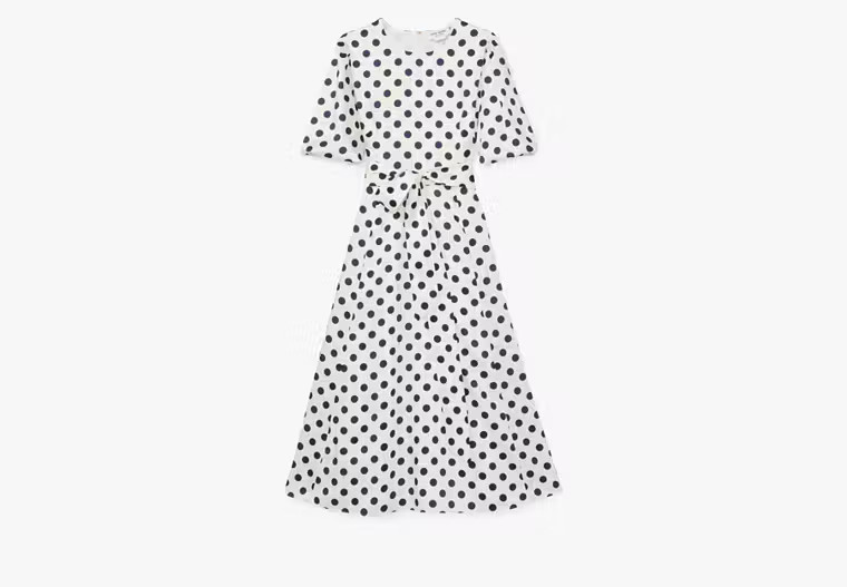 Kate Spade Breezy Dot Matinee Dress, Black/cream - 14 | Kate Spade Outlet