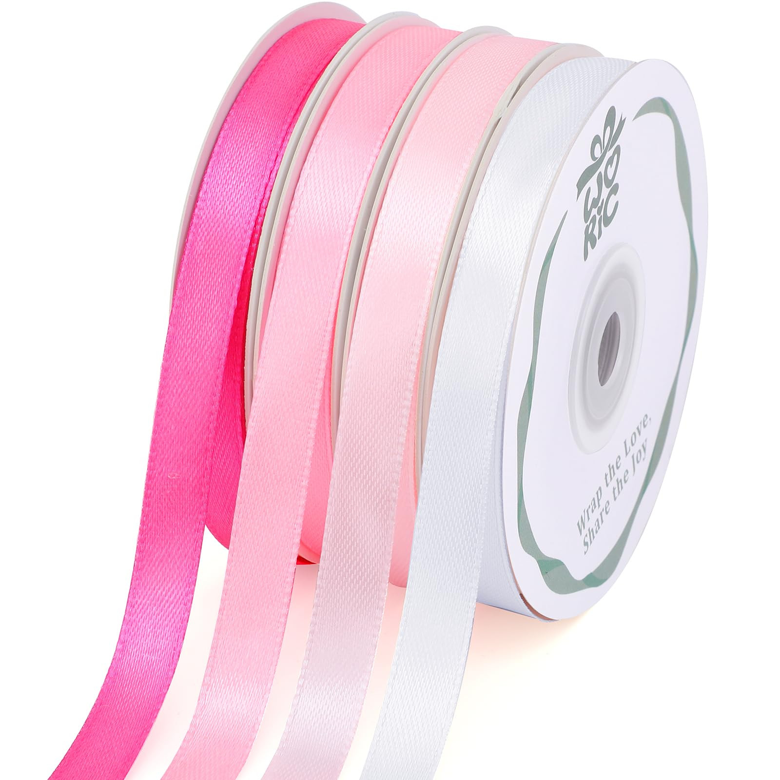 120 Yards Pink Satin Ribbon 3/8 Inch x 4 Rolls, 30 Yd/Roll Craft Thin Ribbon for Gift Wrapping Ha... | Amazon (US)