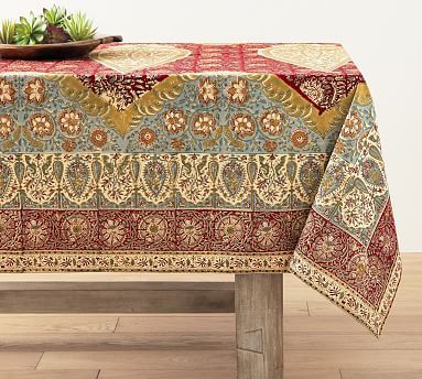 Zarina Block Print Cotton Tablecloth | Pottery Barn (US)