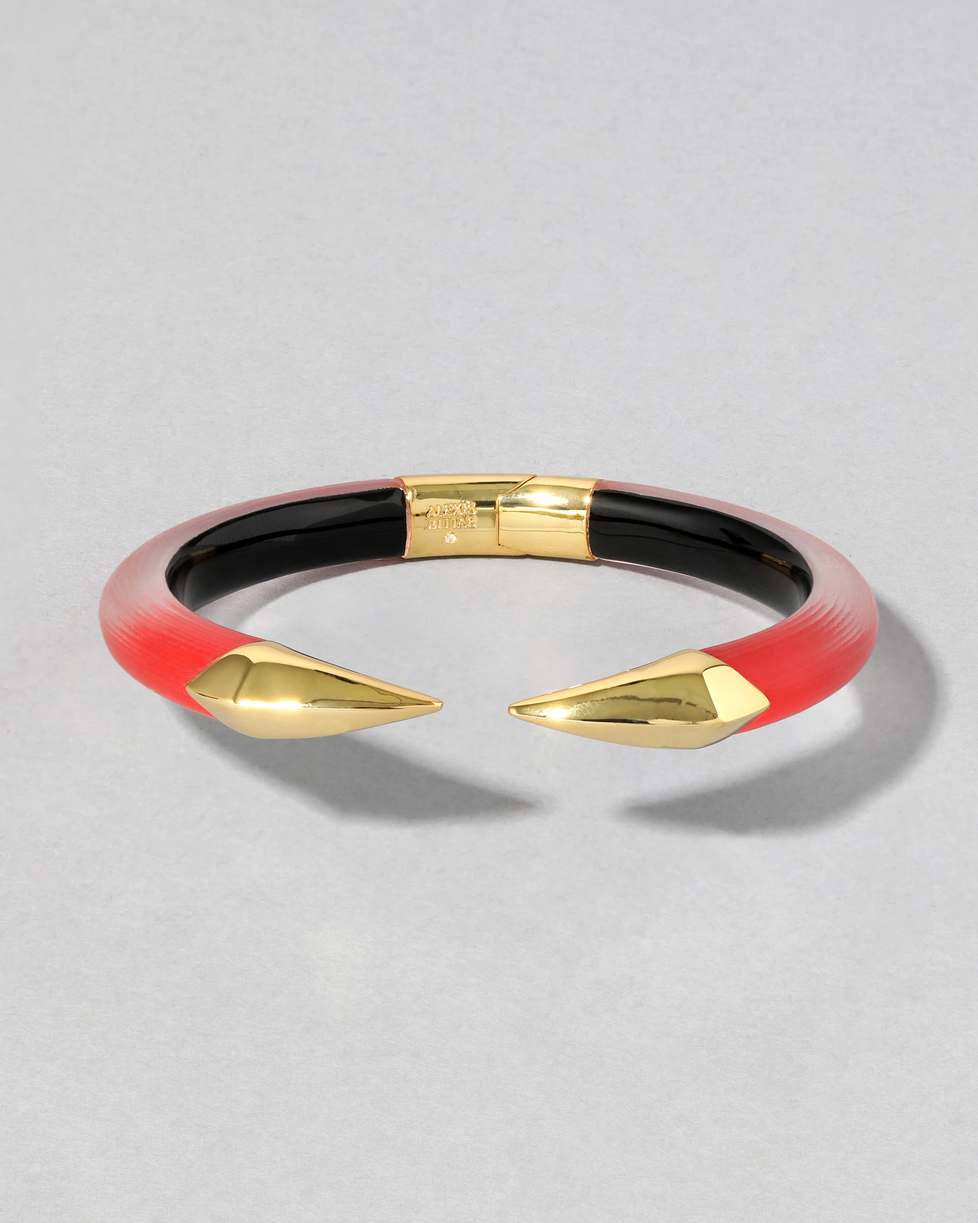 Lipstick Red Mirrored Pyramid Lucite Brake Hinge Bracelet | Alexis Bittar | Alexis Bittar