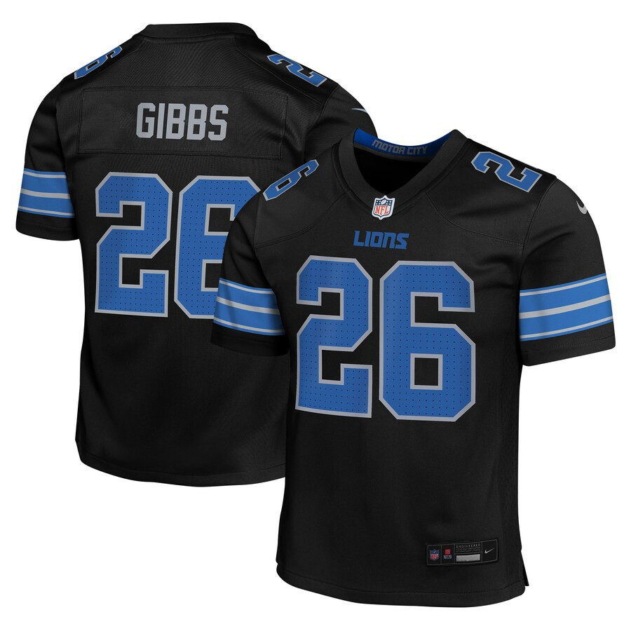 Youth Detroit Lions Jahmyr Gibbs Nike Black Alternate Player Game Jersey | NFL Shop