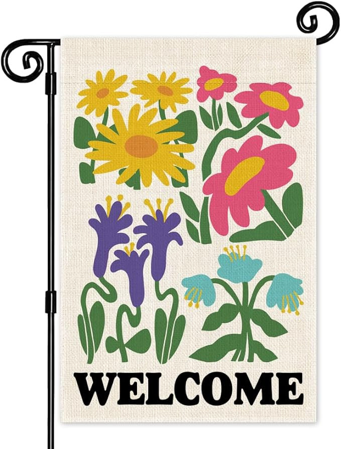 Floral Welcome Garden Flag, Spring Summer Flowers Garden Flags for Outside, Double Sided Seasonal... | Amazon (US)