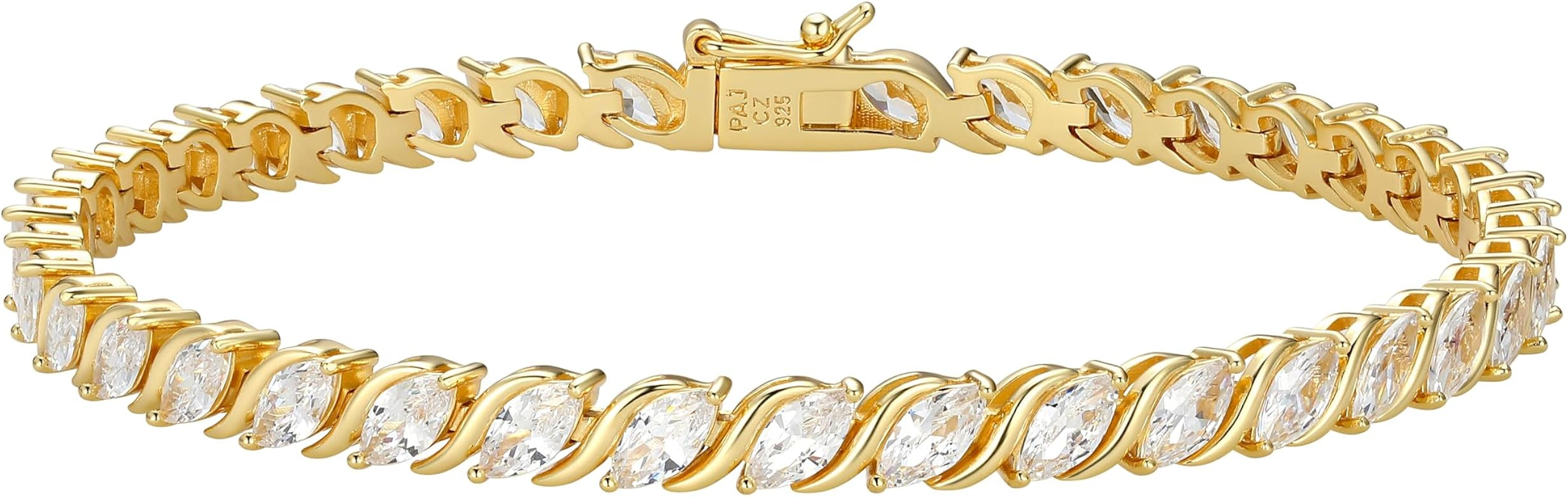 Amazon Essentials Cubic Zirconia Wave Tennis Bracelet in Sterling Silver, 8" | Amazon (US)