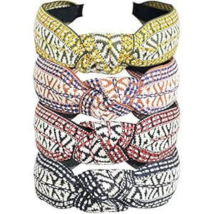 4PC Handmade Braid Headband Bohemian National Style, Knotted Headbands Elastic Wide Headbands for... | Amazon (US)