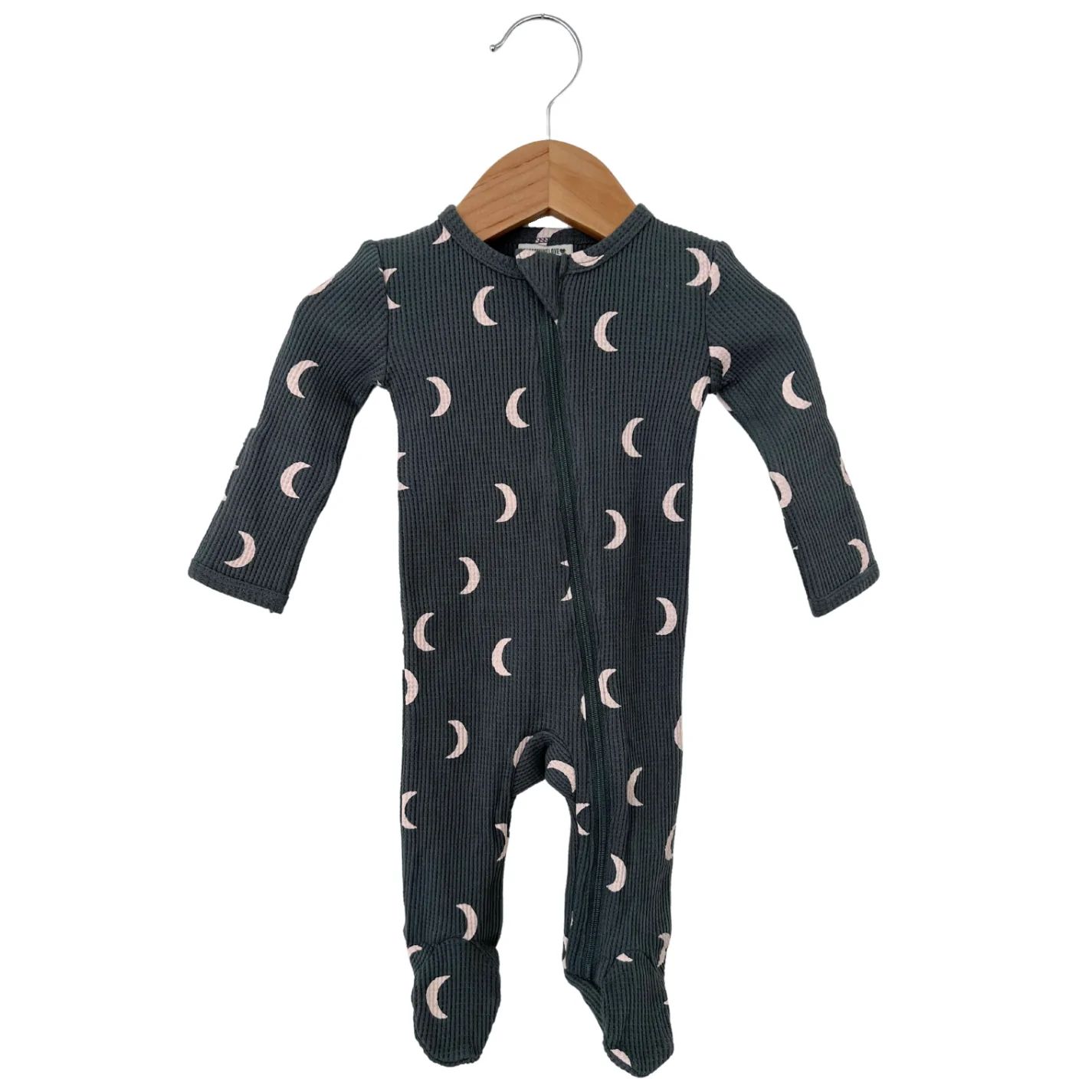 Organic Waffle Basic Zip Footie, Moon | SpearmintLOVE