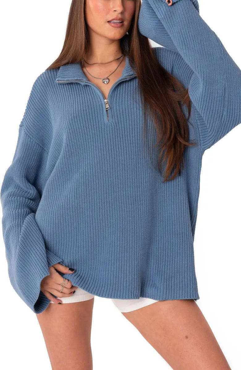 Amour Oversize Knit Quarter Zip Cotton Pullover | Nordstrom