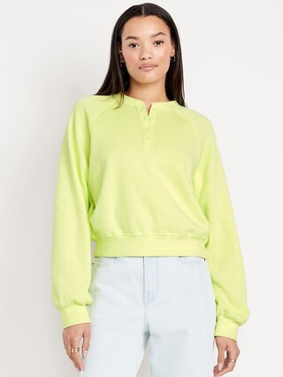 SoComfy Oversized Button-Front Sweatshirt | Old Navy (US)