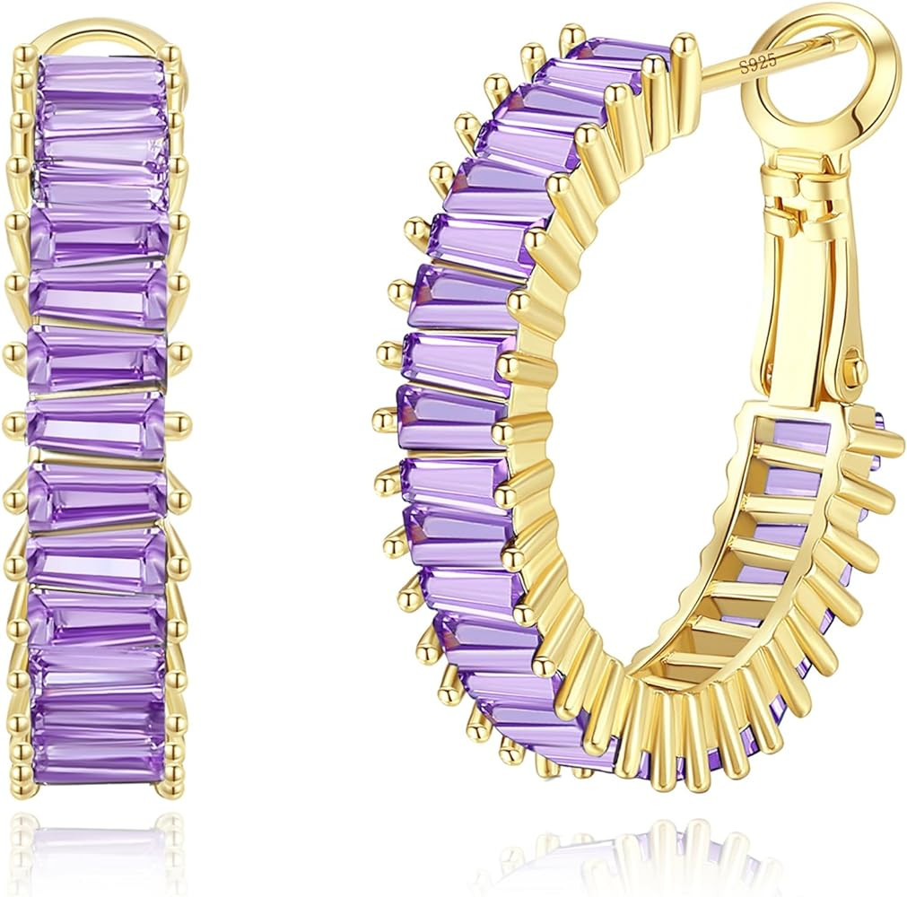 GLOQUAT Trendy 14K Gold Plated Hoop Earrings for Women, Chunky Gold/Silver Earrings for Women Cub... | Amazon (US)