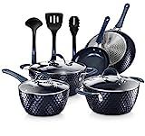 Nutrichef Nonstick Cookware Excilon Home Kitchen Ware Pots & Pan Set with Saucepan Frying Pans, Cook | Amazon (US)