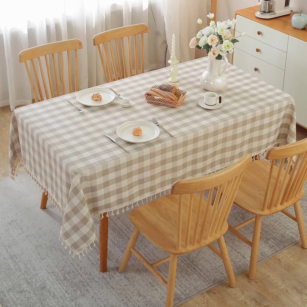 Checkered Tablecloth Rectangle Cotton Linen Fabric Gingham Table Cloth Buffalo Plaid Table Cover ... | Amazon (US)