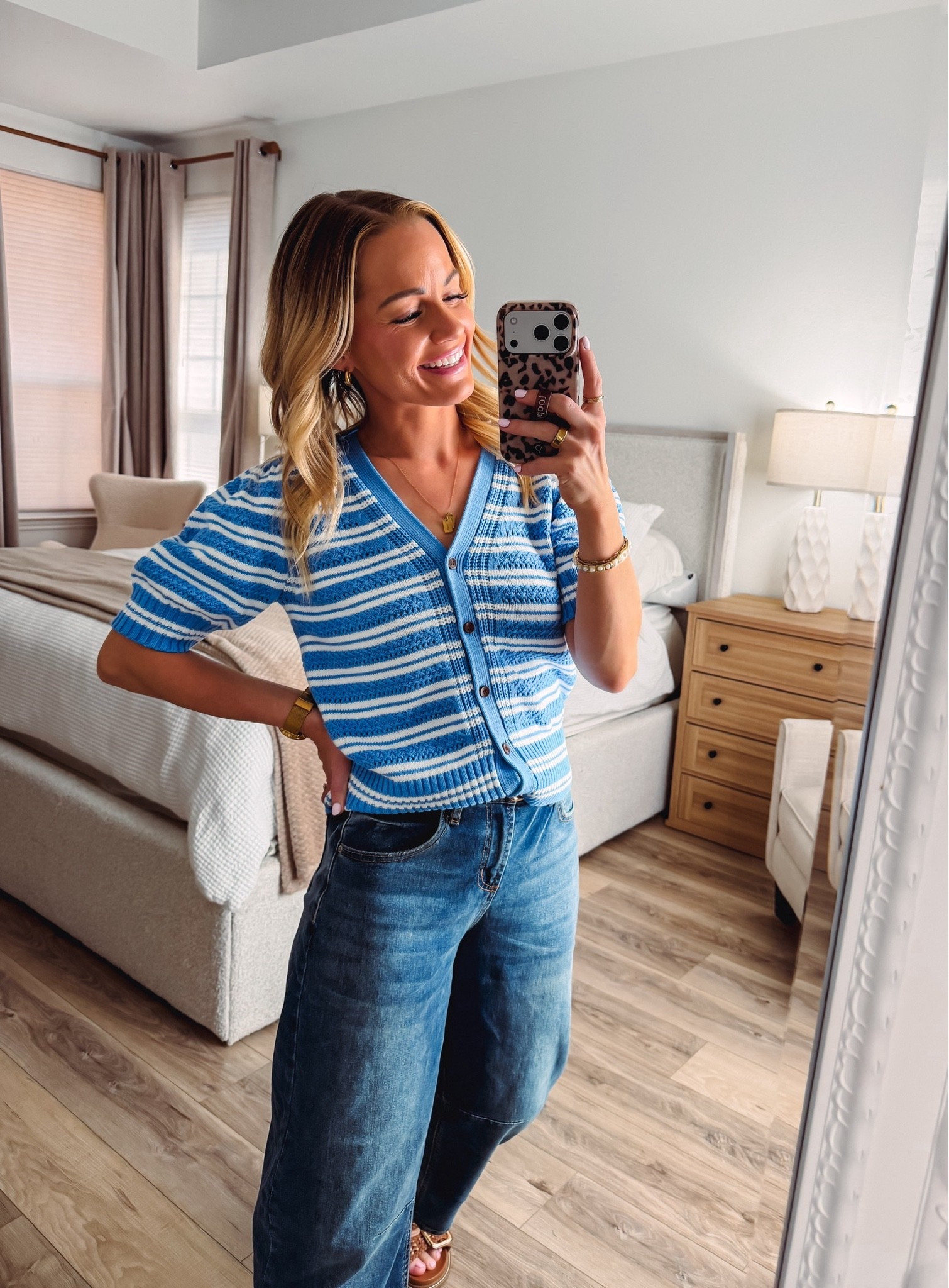This cotton crochet cardigan with barrel jeans and sandals is the perfect mom outfit! The cardigan is lightweight enough for chasing kids but still looks put-together. This outfit is comfortable enough for playground time but cute enough for impromptu coffee dates!

#LTKootd #LTKmomlife #LTKSeasonal