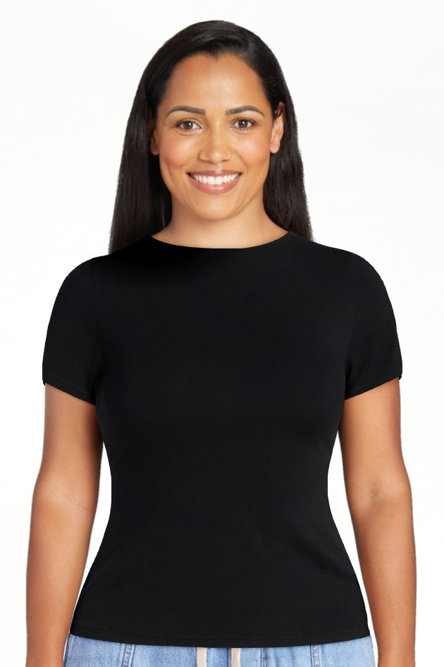 Scoop Women’s Stretch Cotton Blend Baby Tee with Short Sleeves, Sizes XS-XXL | Walmart (US)