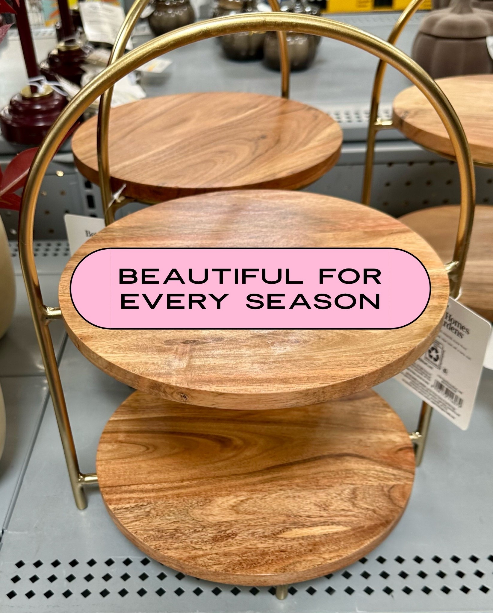 Beautiful right at $20 New 2-Tier
Acacia Wood Serving Stand. The gold pops against the wood. Works in every season! 

The season: of gatherings are thisclose. This is great for those & everyday living. 

Home Decor. Kitchen. Fall Decor. Cozy Season. Cozy Home

#LTKHome #LTKSeasonal #LTKfoodie