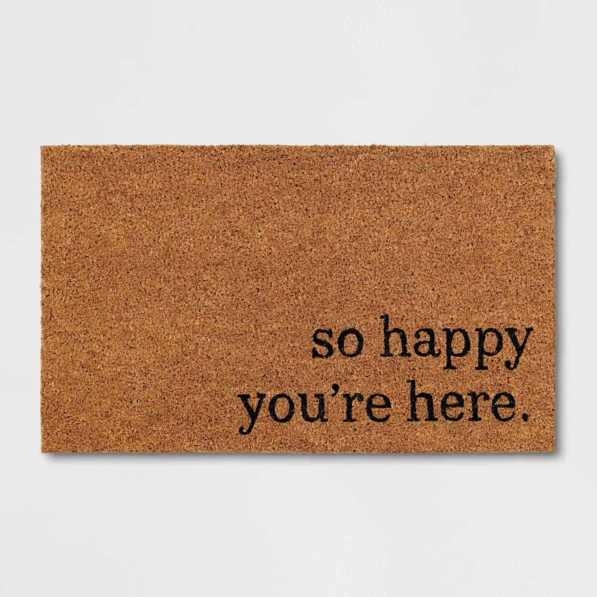 1'6"x2'6" So Happy You're Here Coir Doormat Natural - Threshold™: Outdoor Welcome Mat, Front Do... | Target