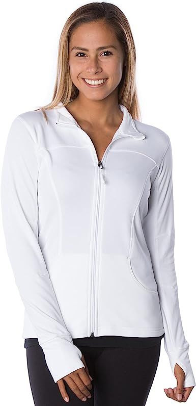 Global Blank Athletic Workout Jackets for Women, Full Zip-Up Jacket for Running, Yoga, and Sports | Amazon (US)