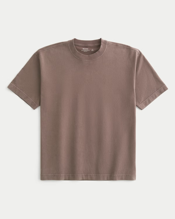 Herren Kastiges, schweres verwaschenes T-Shirt mit Rundhalsausschnitt | Herren Oberteile | Hollis... | Hollister (EU)