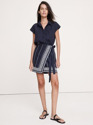 Embroidered Tencel™-Linen Wrap Dress | Banana Republic (US)