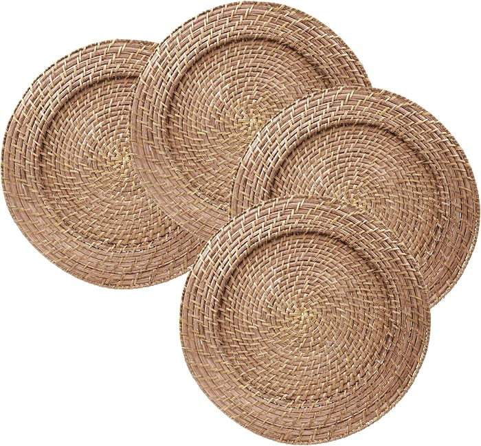 Rattan Charger Plates Hand Woven Round Harvest, 13" - 4 Set | Amazon (US)