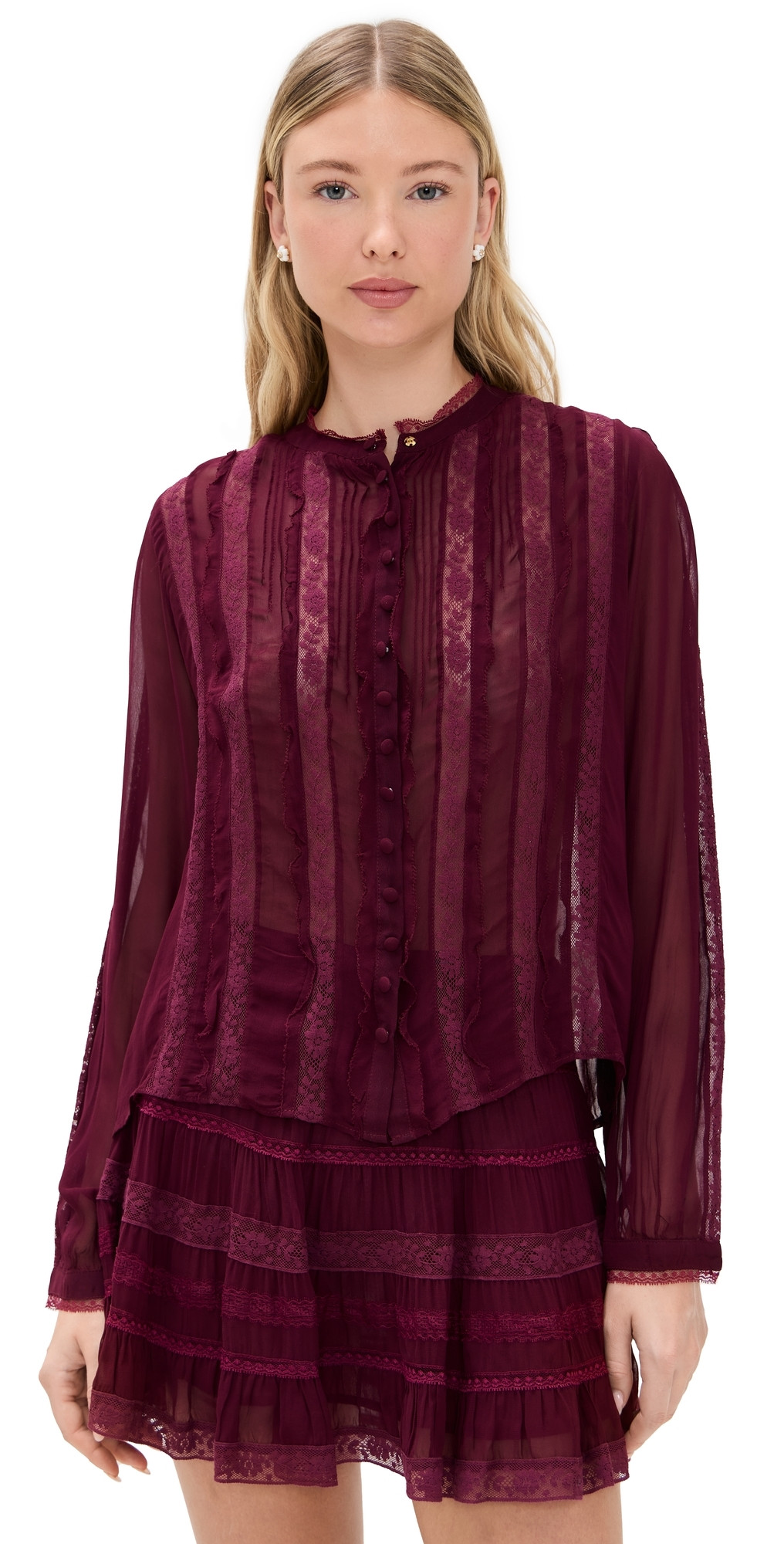 LoveShackFancy Alvynne Top Oxblood S | Shopbop