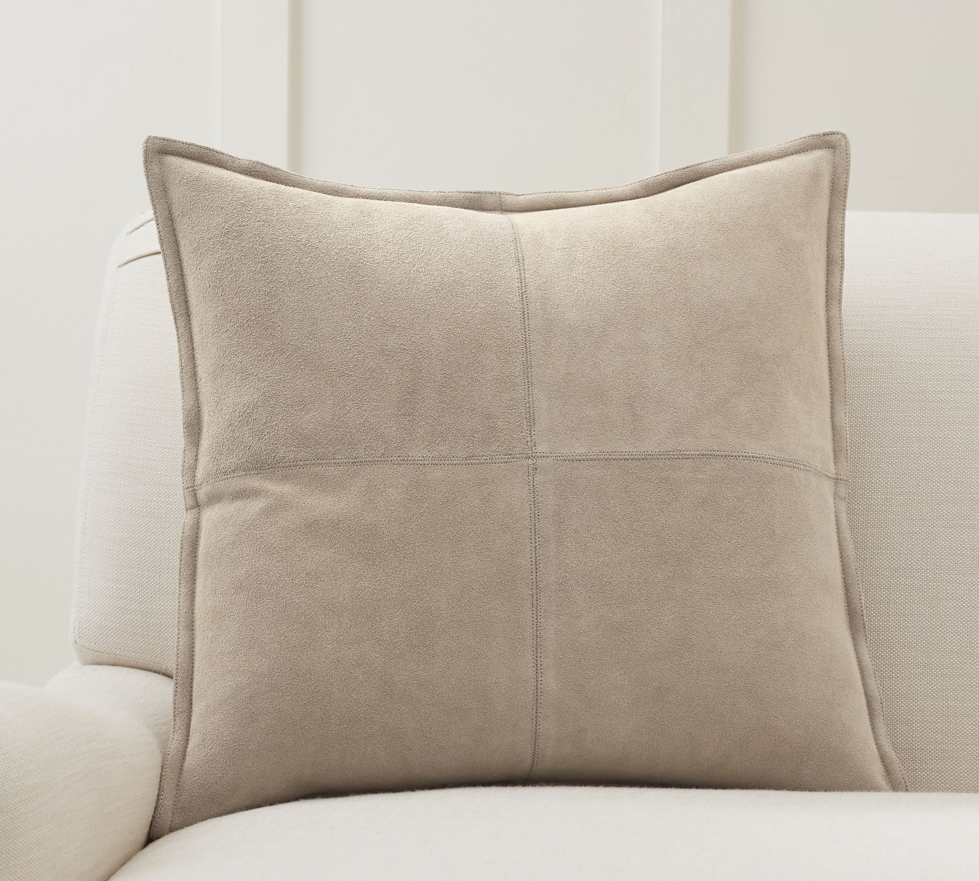 Pieced Suede Pillow Cover, 20"", Brindle | Pottery Barn (US)