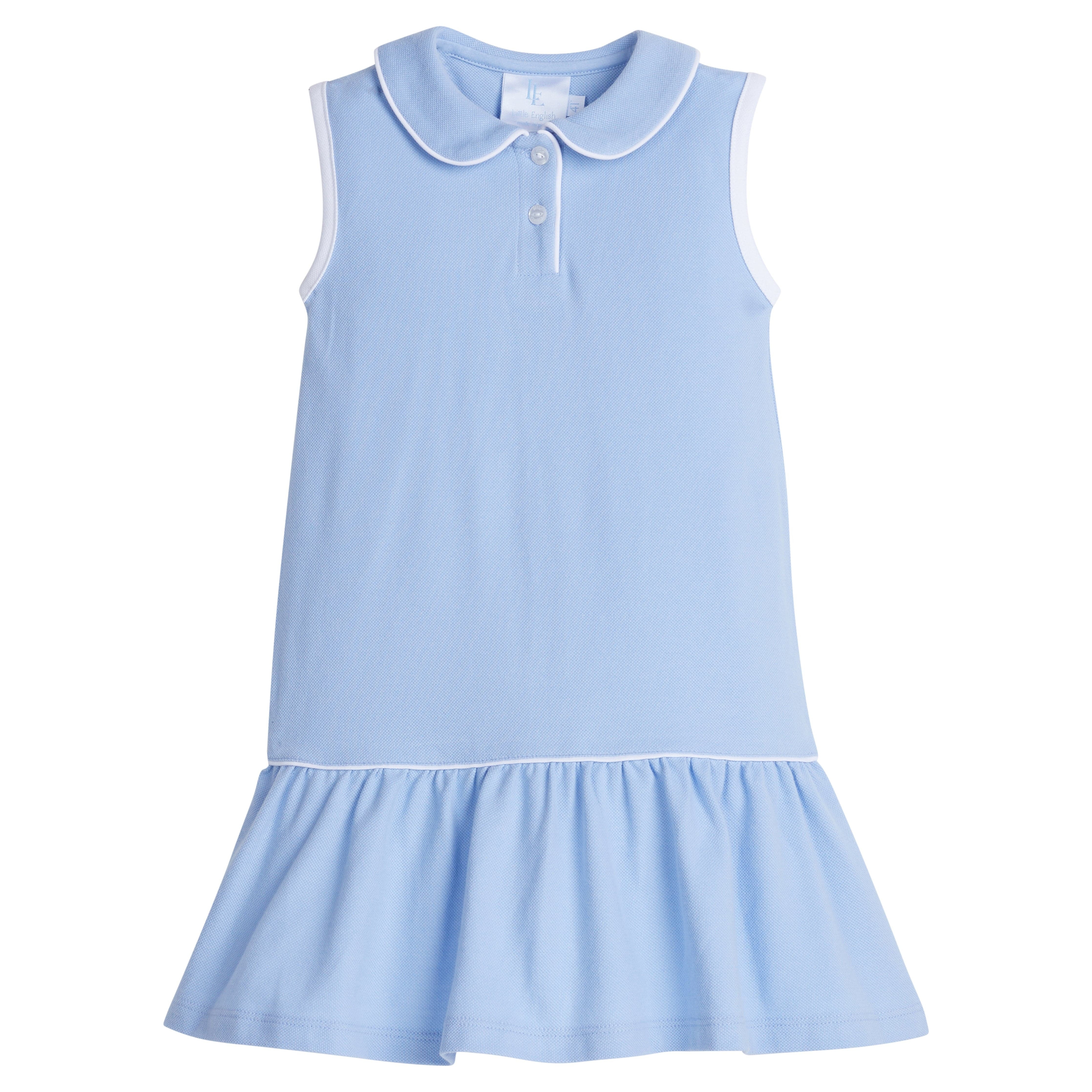 Girl's Blue Polo Dress - Monogram Kids Clothes | Little English