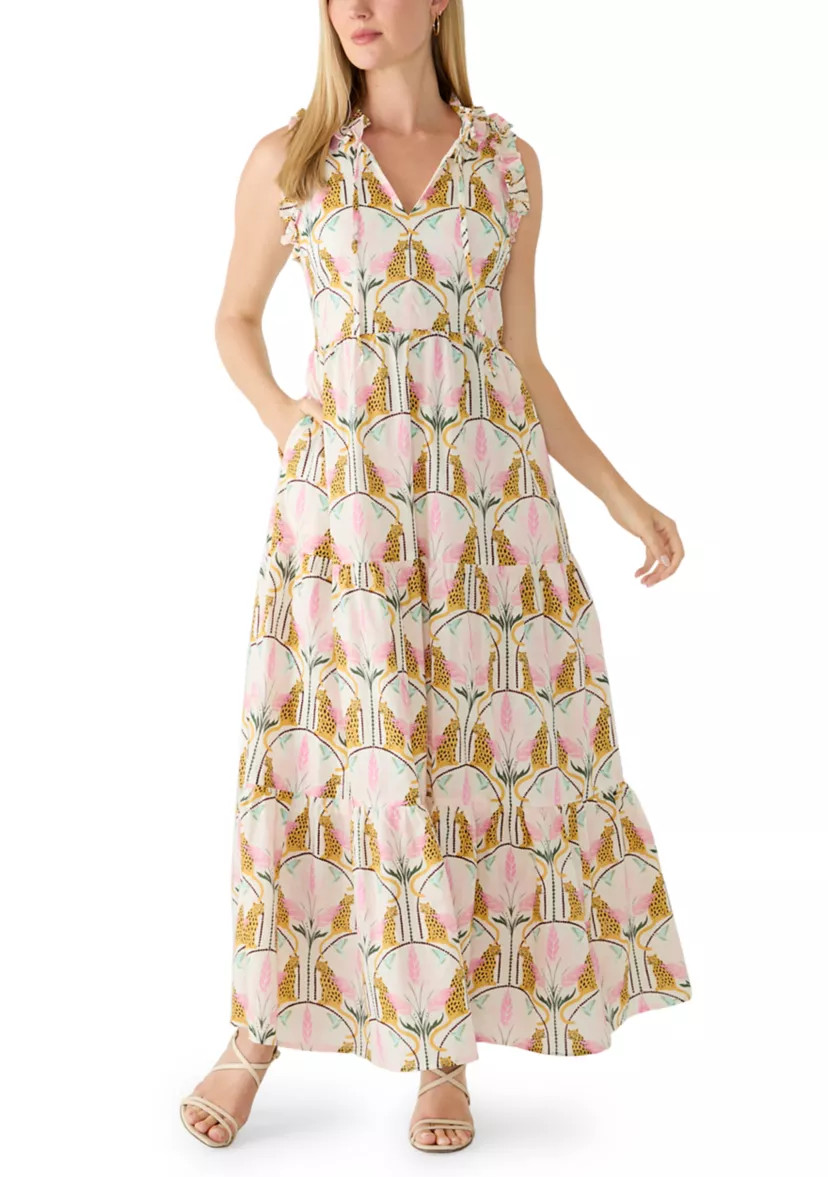 Petite Flutter Sleeve Tiered Maxi Dress | Belk