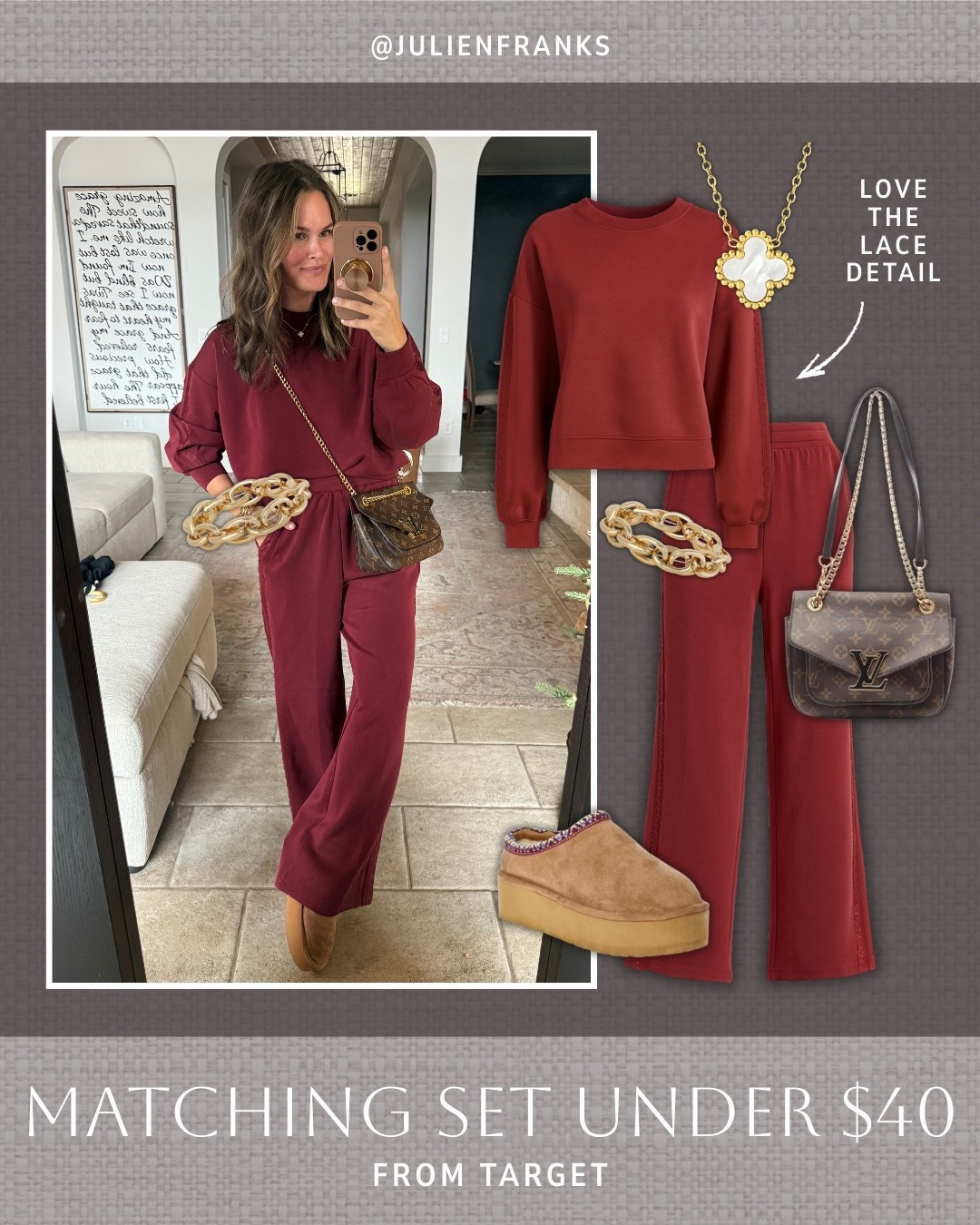 Such an adorable matching set from Target. 🤍 I love this color, and the material feels so luxe for under $40. Perfect for casual outfits this season! 

#targetfinds #matchingset #loungewear #casualoutfits #everydayoutfits #luxefindsforless #everydaystyle #winteroutfits #athleisure

#LTKHoliday 

#LTKSeasonal #LTKootd