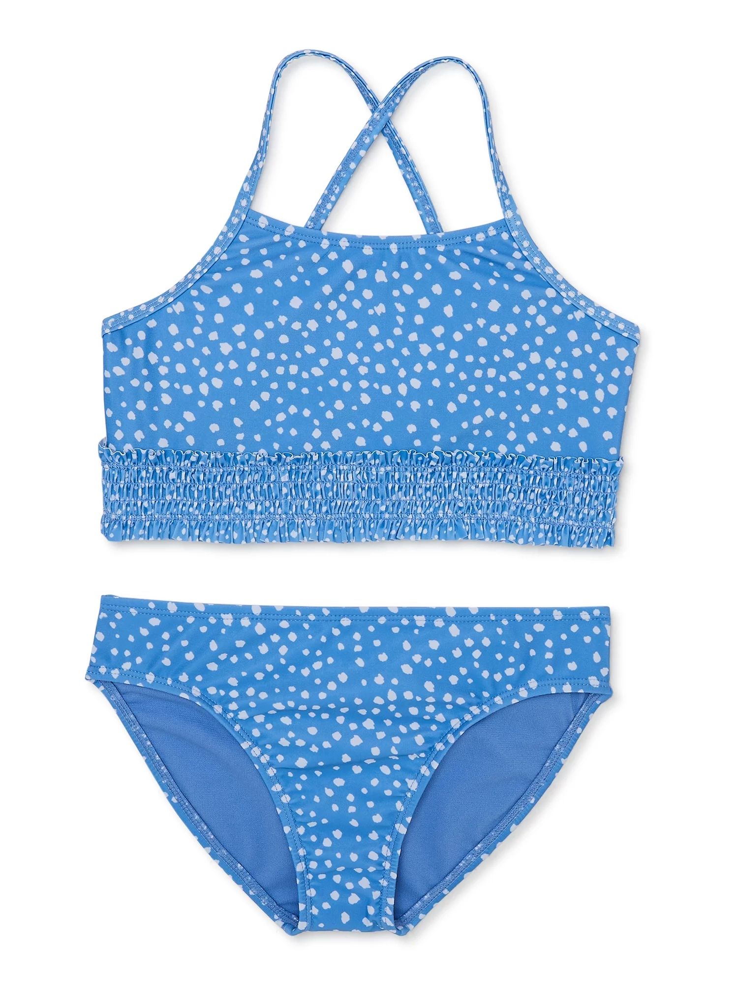 Wonder Nation Girl's Smocked Polka Dot Bikini, 2-Piece, Sizes 4-18 | Walmart (US)