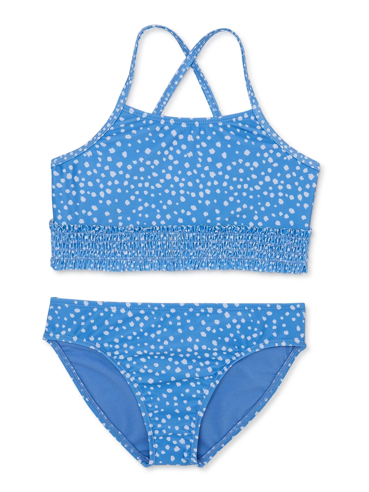 Wonder Nation Girl's Smocked Polka Dot Bikini, 2-Piece, Sizes 4-18 | Walmart (US)