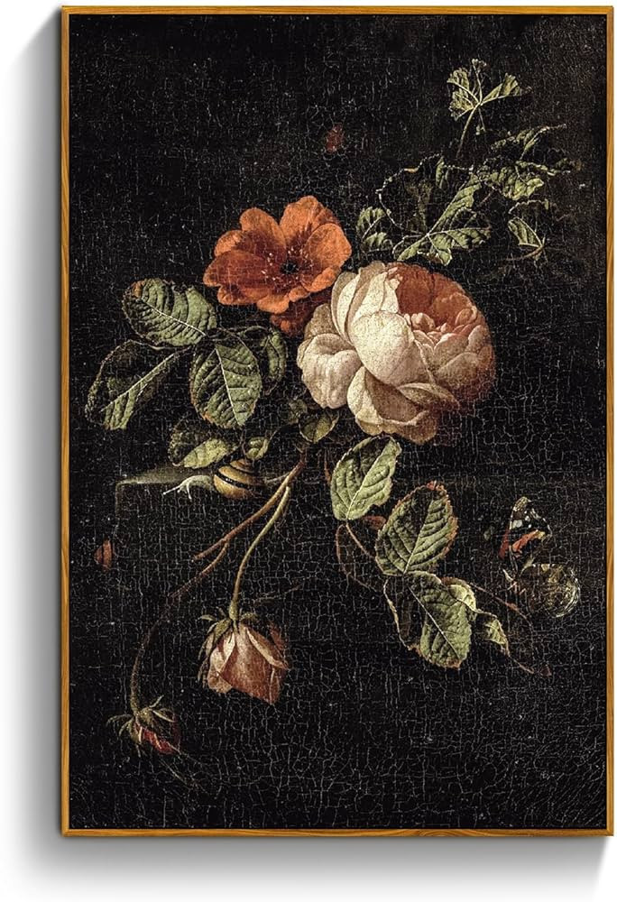 crmotu Vintage Framed Wall Art, Botanical Floral Canvas Art Prints, Still Life Rose Rustic Farmho... | Amazon (US)