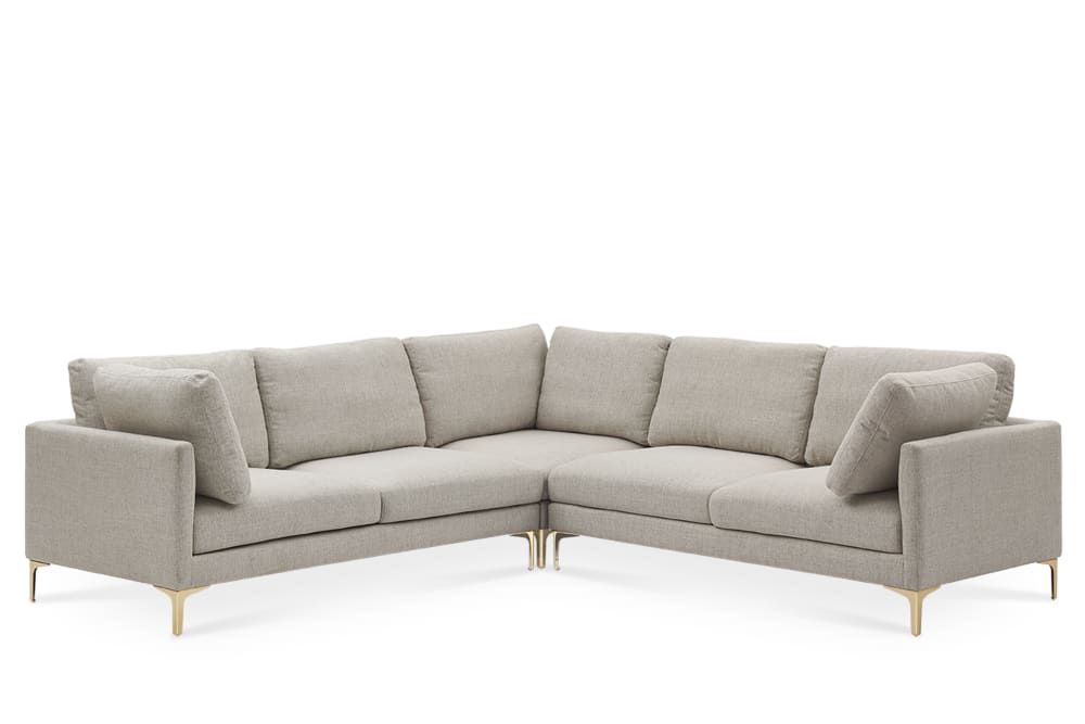 Adams L-Shape Sectional Sofa, Brass, Pearl Beige | Castlery | Castlery (AU)