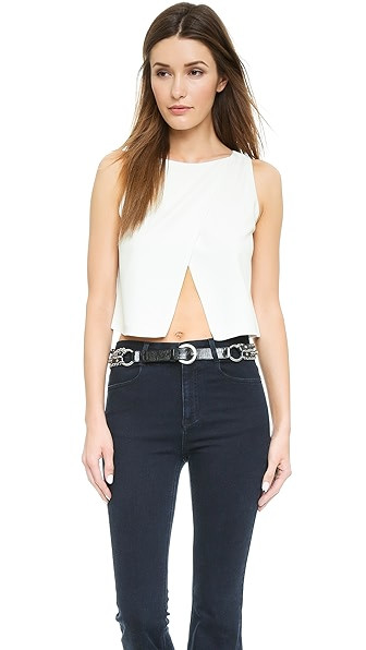 Alice + Olivia Cross Front Crop Top - White | Shopbop