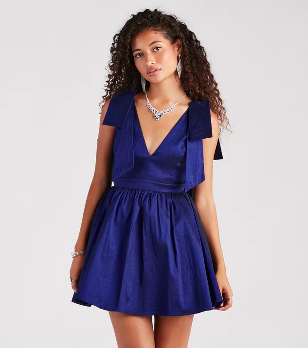 Mayva Taffeta Bow A-Line Short Dress | Windsor Stores