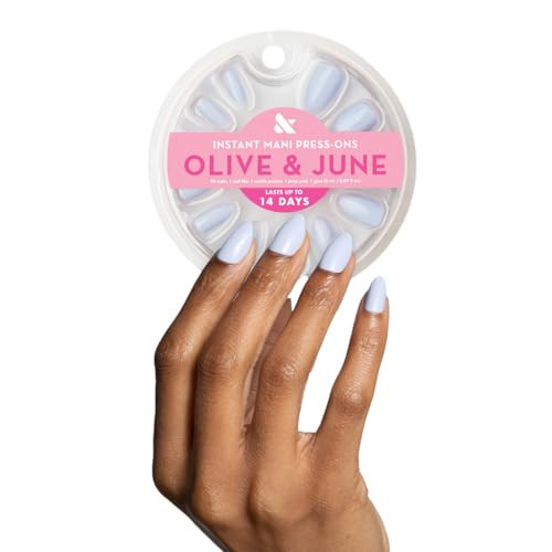 Olive & June Instant Mani Press-On Nails (Glue) | 42 Fake Nails, 21 Sizes | Non-Toxic, Long-Lasting Recycled Materials Realistic Look | Salon-Quality | Spring Flowers & Patterns |Medium, Almond | BP | Amazon (US)