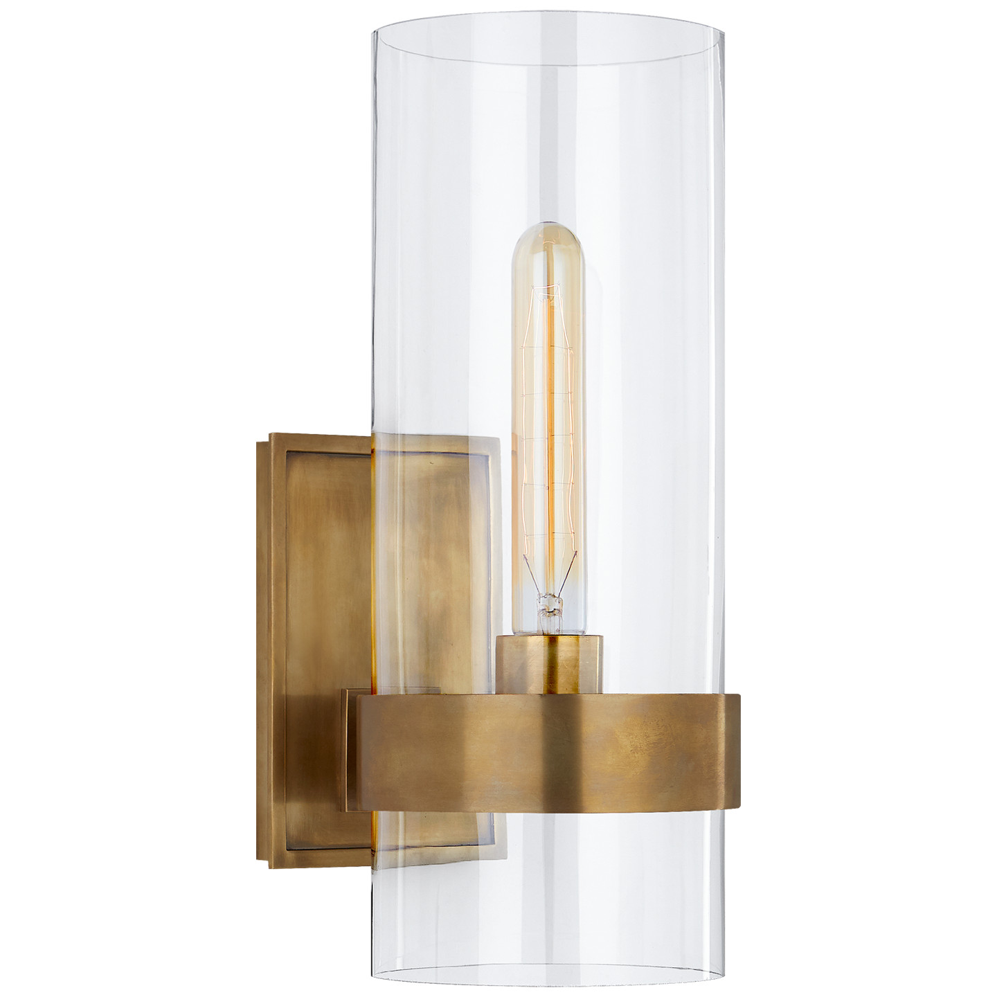 Presidio Small Sconce in Hand-Rubbed Antique Brass with Clear Glass | Visual Comfort