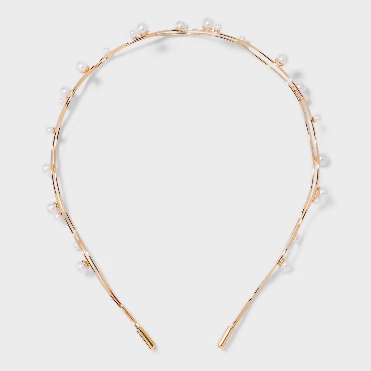 Two Row Pearl Squiggly Headband - A New Day™ Gold: Securing Hair, Solid Pattern, Recycled Polye... | Target