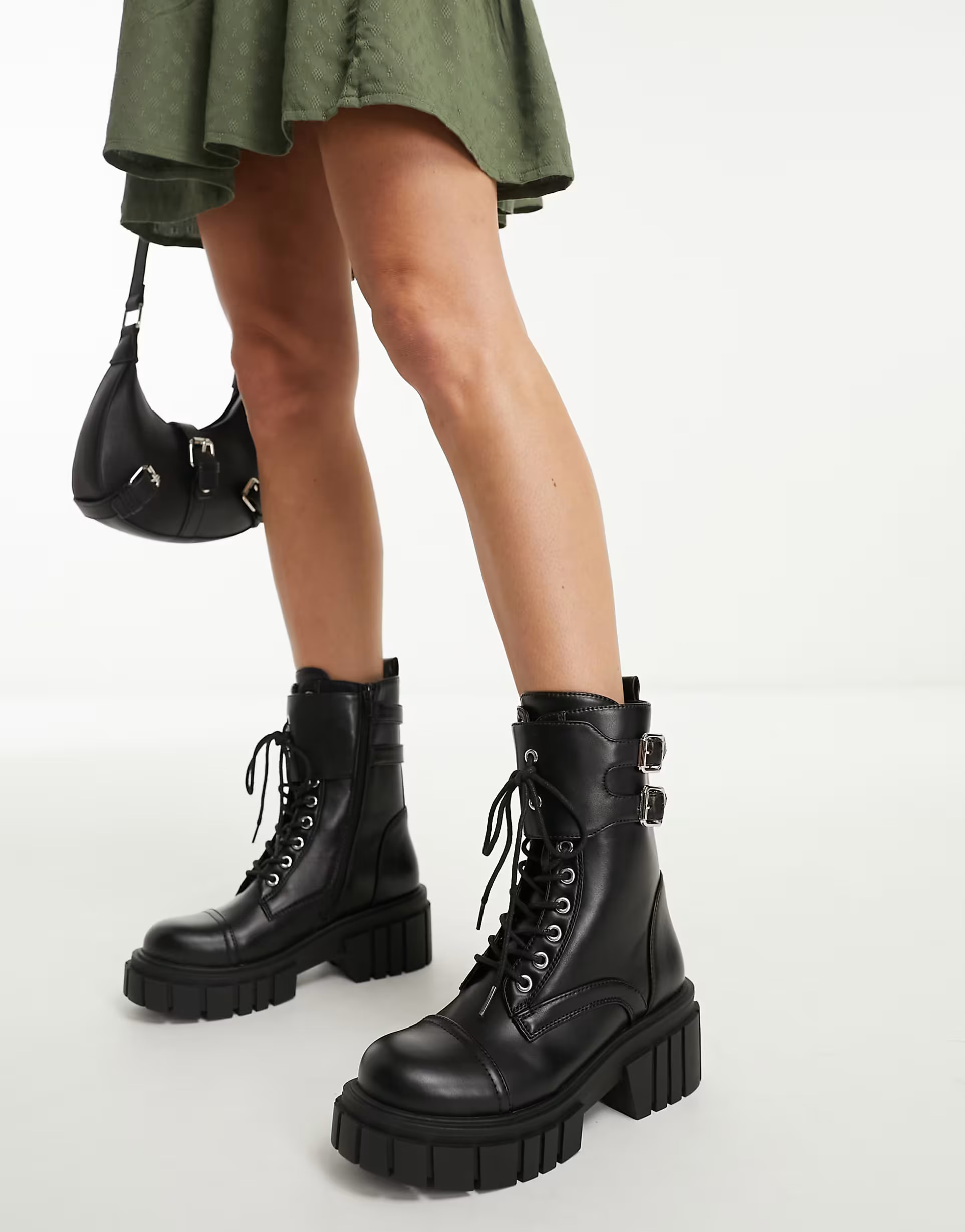 Glamorous chunky combat ankle boots in black | ASOS (Global)