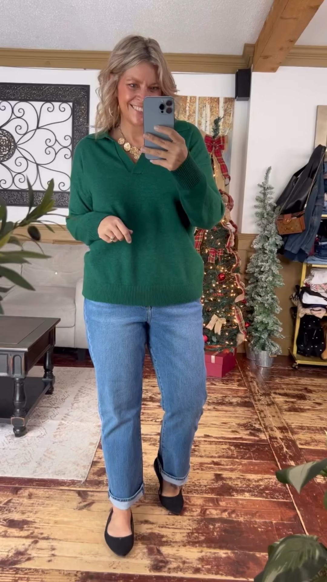 Sweater size xl, jeans sie 14- easy / casual winter outfit idea 

#LTKOver40 #LTKMidsize #LTKFindsUnder50