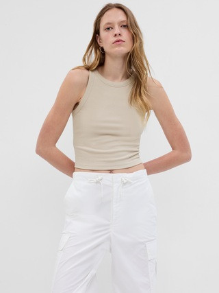 Rib Cropped Halter Tank Top | Gap (US)
