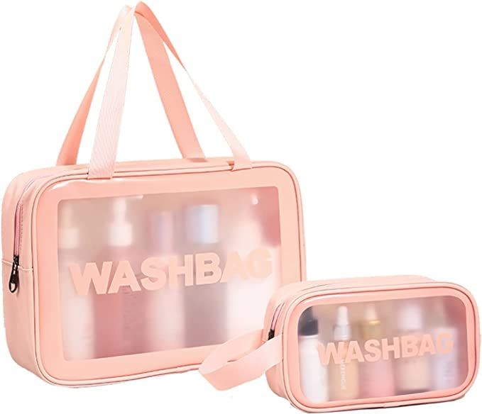 Amazon.com: Cosmetic bag 2 pack small and large makeup bag,Travel Bags for Toiletries Transparent... | Amazon (US)