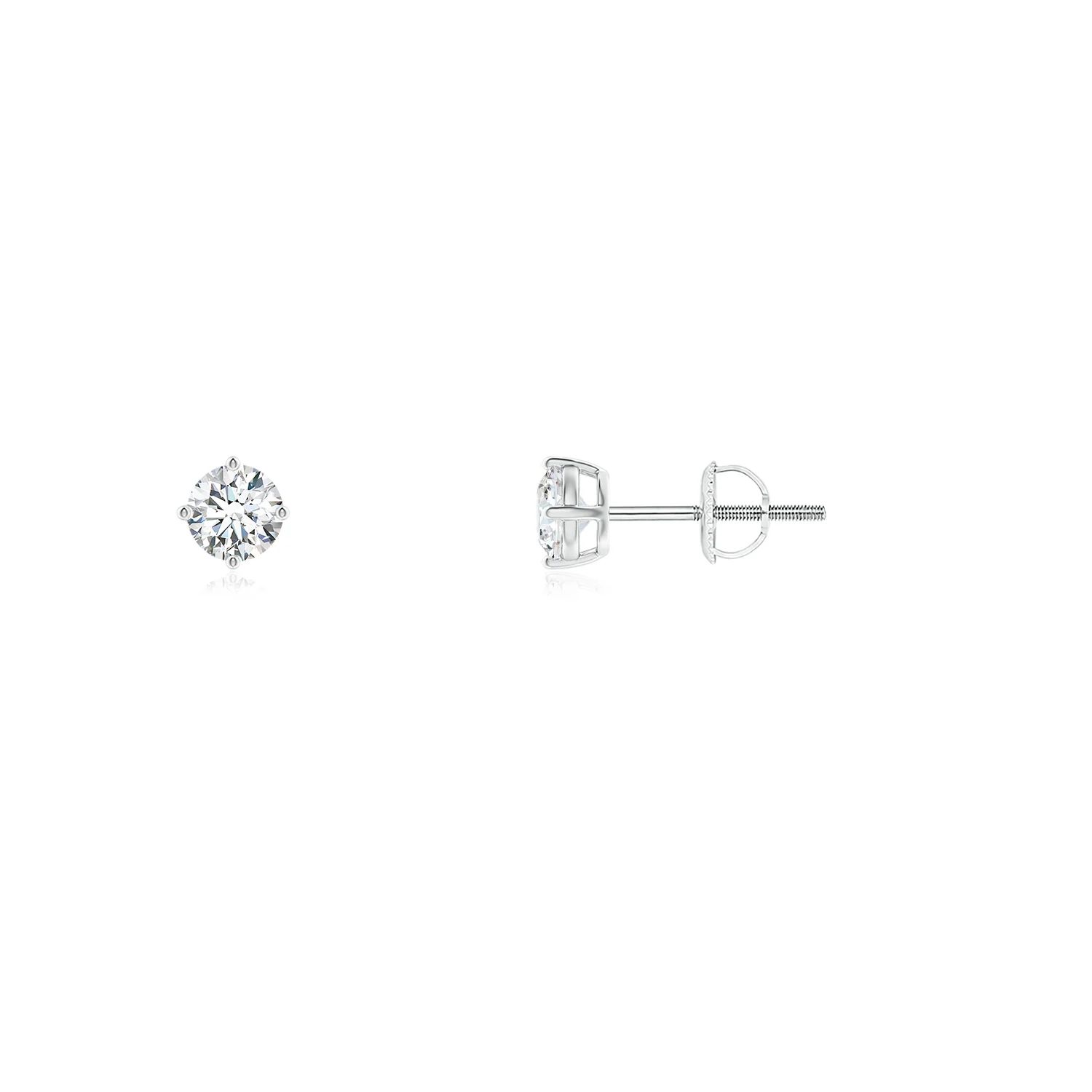 Basket-Set Solitaire Diamond Stud Earrings | Angara US