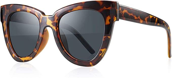 OLIEYE Retro Vintage Cateye Sunglasses for Women Oversize Horned Rim Thick Plastic Sunglasses | Amazon (US)