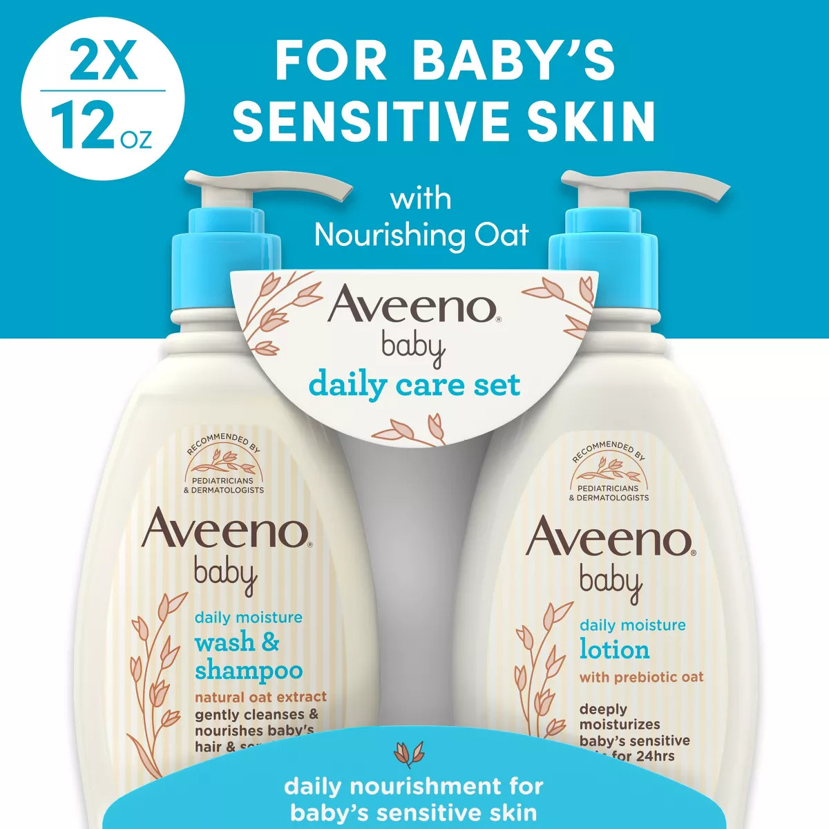 Aveeno Baby Daily Care Gift Set Includes Daily Moisturizing Body Lotion & 2-in-1 Baby Bath Wash &... | Target