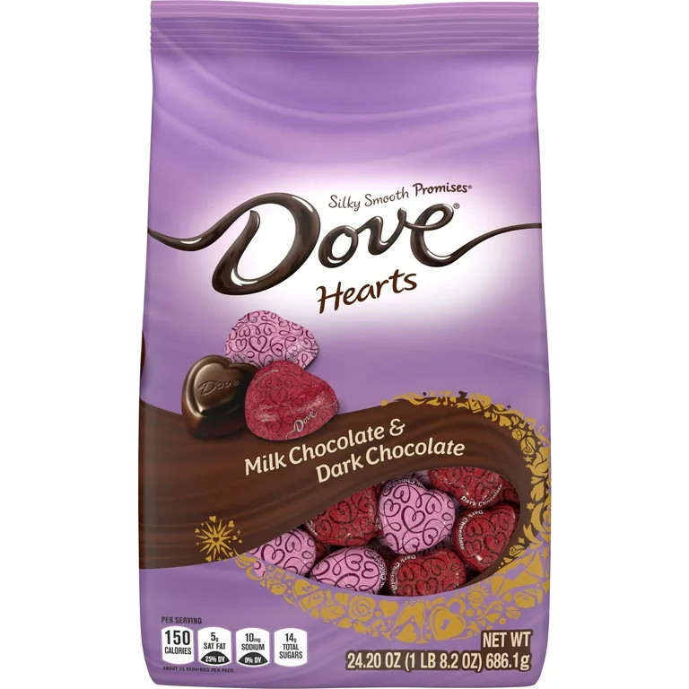 DOVE PROMISES Milk & Dark Chocolate Valentines Day Candy Hearts - 24.2 oz Bag | Walmart (US)