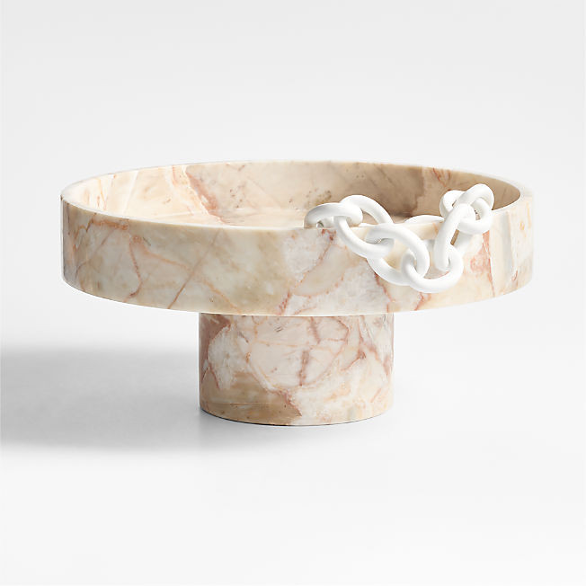 Isola Red Marble Pedestal Tray | Crate & Barrel | Crate & Barrel