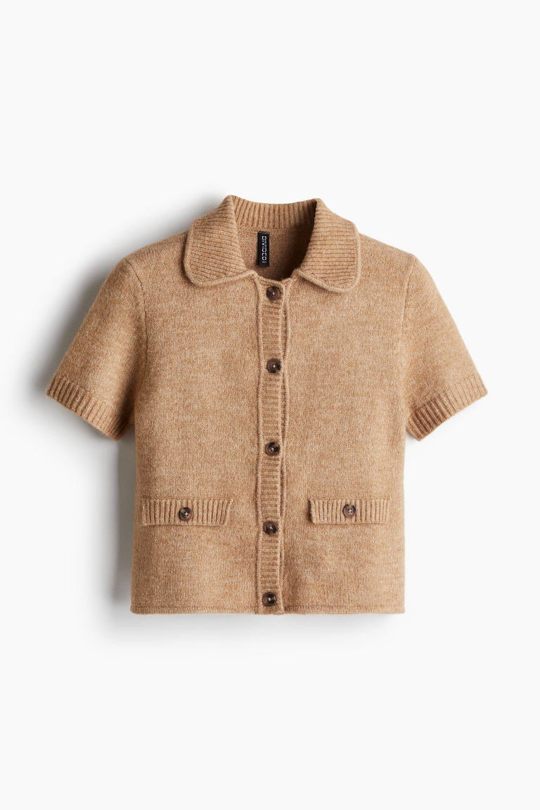 H & M - Short-Sleeved Cardigan - Beige | H&M (US + CA)