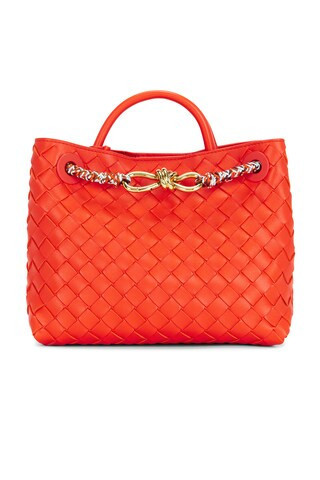Bottega Veneta Small Andiamo Bag in Cherry Tomato & Muse Brass - Red. Size all. | FWRD 
