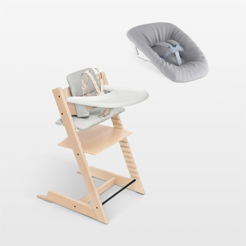 Stokke Tripp Trapp Natural Wood Baby High Chair with Cushion and Tray + Reviews | Crate & Kids | Crate & Barrel