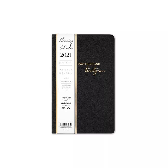 2021 Planner Faux Leather 5" x 8" Weekly/Monthly Bookbound Black - cupcakes and cashmere for Blue... | Target